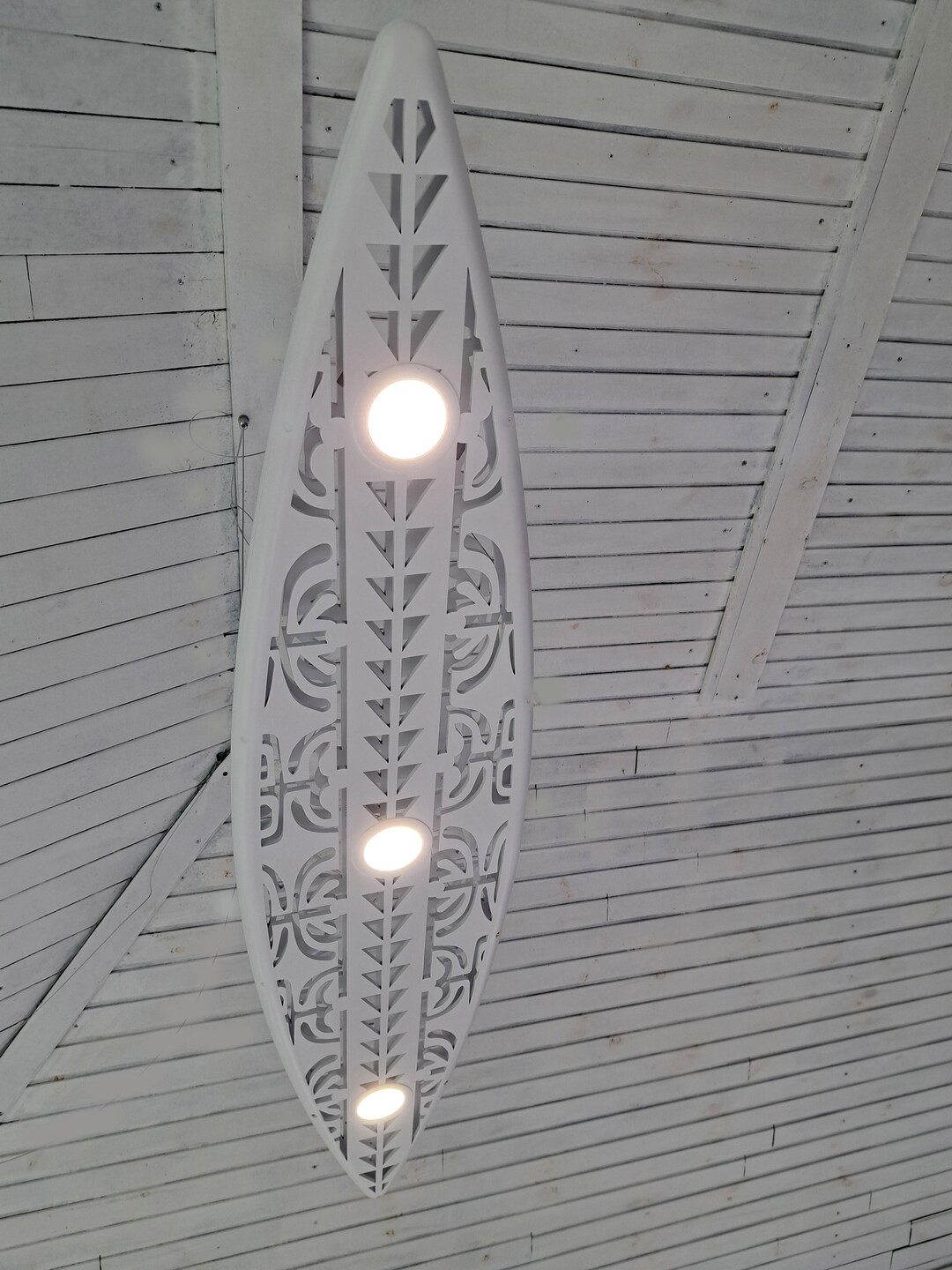 Surfboard Shaped Ceiling Chandelier, Maori Pattern, Pool Billiard Table ...