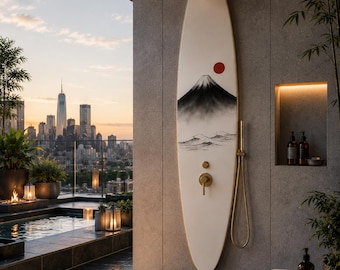 Mount Fuji Shower Panel – Zen Outdoor Shower | Japandi Garden & Spa Decor