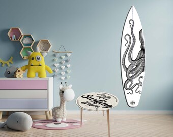 Surfboard Growth Chart: Octopus Nautical Nursery Decor