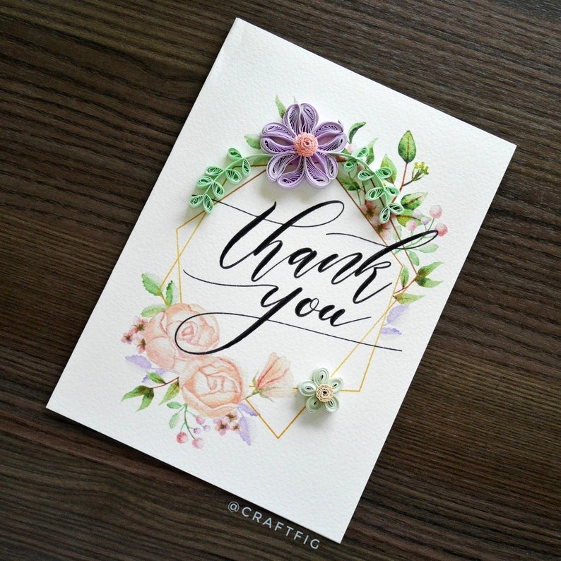 thank you card quilled flowers quilling paper art