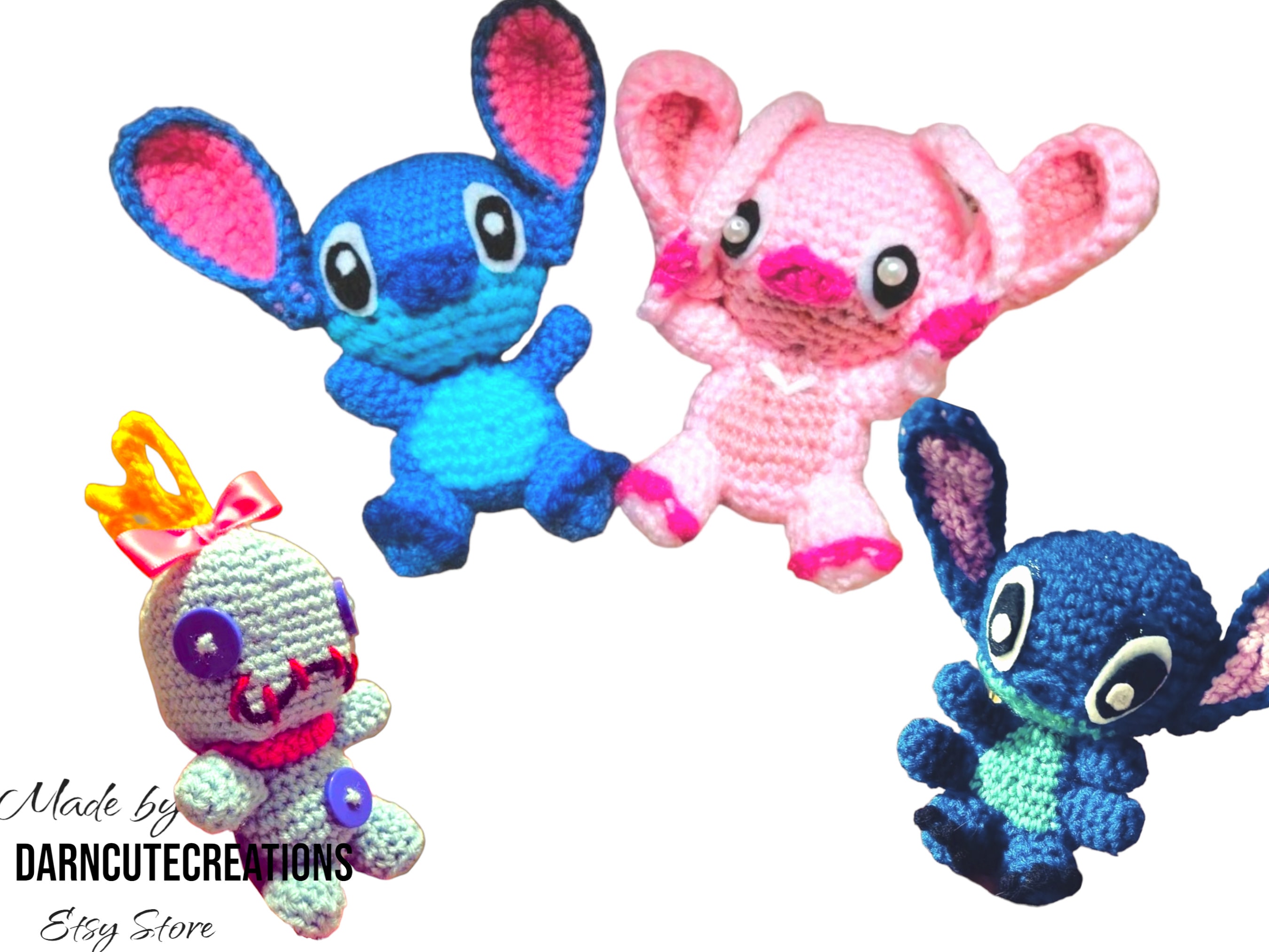 Stitch, Angel and Leroy keychain collection 10cm - Marketplace Plush 2020