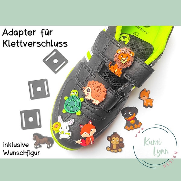 Klettverschluss Schuhcarms Adapter Tiere Panda Axolotl Schildkröte Pferd Löwe Kinder Unisex Mädchen Junge