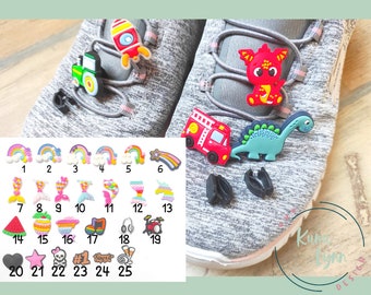 Schuhschmuck Klipadapter Charms für Schuhe mit Klipadapter Schnürsenkel Regenbogen Flosse Musik etc.