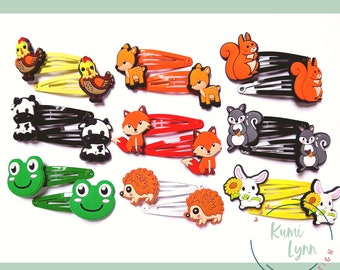 Hair Clips Animal Farm Rooster Cow Frog Deer Fox Hedgehog Squirrel Rabbit Single Hair Clip