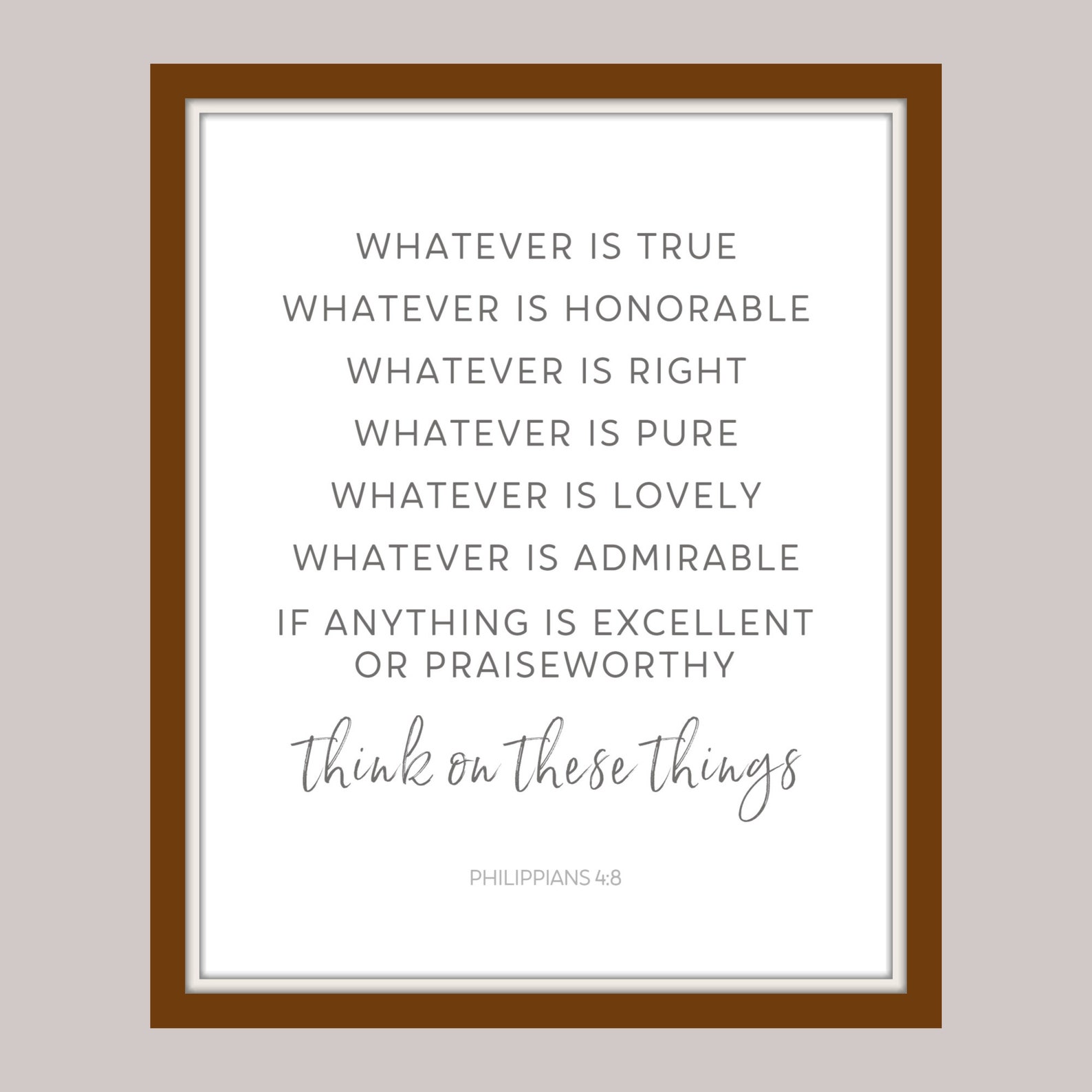 Think On These Things Scripture printable with minimalistic  Etsy