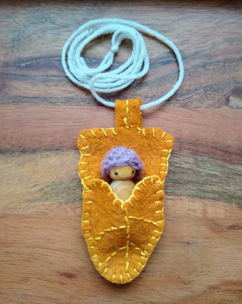 Elm Leaf Baby Peg Doll Necklace