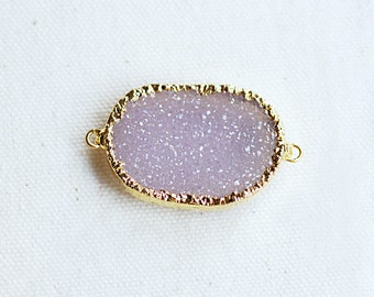 S68B9-03 Natural Druzy Natural Freeform Druzy Pendant with Electroplated 24k Gold Edge DDZ