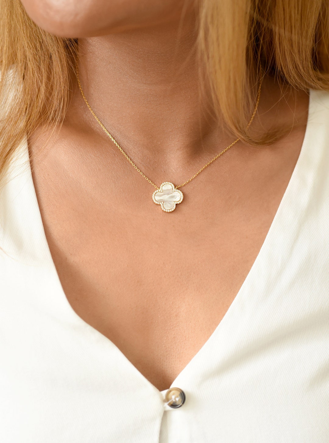 Silver-Tone Peace Reversible Pendant Necklace Mother of Pearl