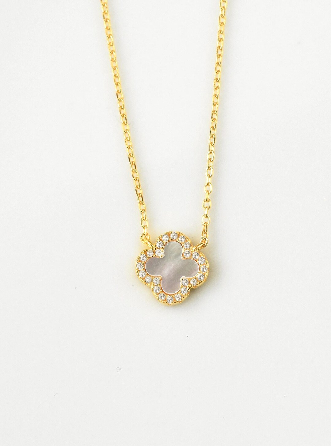 Mother of Pearl Small Clover Necklace. Etsy