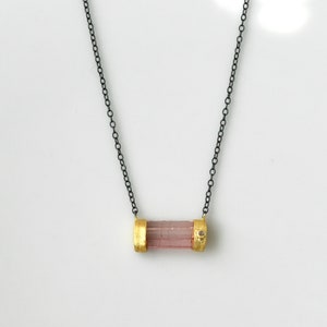 925 Vermeil Natural Tourmaline Necklace with Diamond