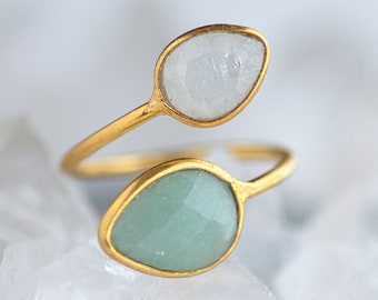 Adjustable Double Teardrop Ring