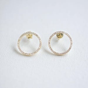 925 Sterling Silver CZ Ring-shaped Stud Earrings