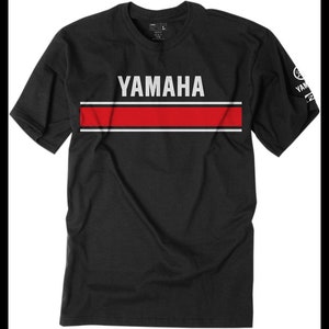 new factory effex yamaha retro men&#39;s t-shirt - crew neck/short sleeve - black/red/white - atv/utv/dirtbike/motorcycle