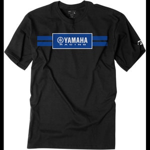 new factory effex yamaha racing stripe t-shirt - black/blue - sizes xl & 2xl available - motorcycle/offroad