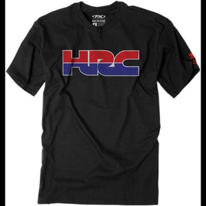 new factory effex honda hrc t-shirt- black/red/blue- adult sizes- motorcycle/offroad/atv