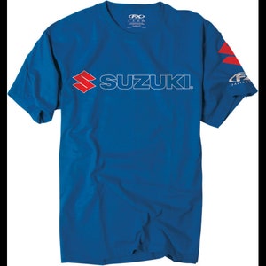 new factory effex suzuki team t-shirt - blue/white- sizes m/l/xl/2xl available - motorcycle/offroad