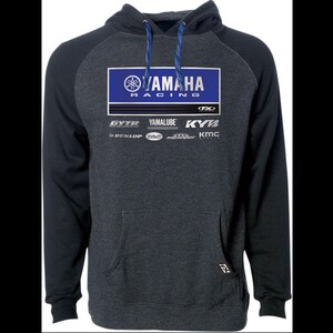 new factory effex yamaha 21 racewear hoodie- charcoal gray/black/blue- adult sizes- motorcycle/offroad/atv