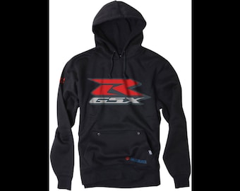 new factory effex suzuki gsx-r pullover hoodie - black/red/gray - sizes l/xl available - motorcycle/offroad