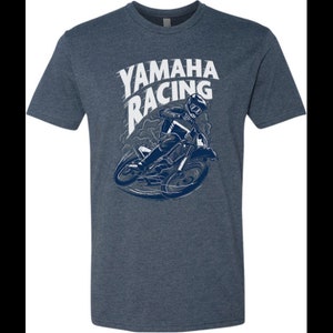 new d&#39;cor yamaha racing cycle t-shirt- short sleeve-crewneck - indigo blue- sizes small through 2xl available / motorcycle/offroad