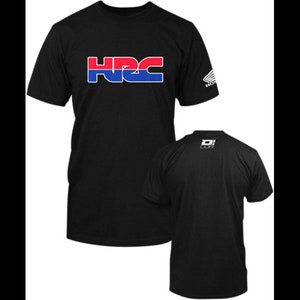 new d&#39;cor honda hrc t-shirt- crew neck/short sleeve- black/red/blue- size medium through 2xl - motorcycle/offroad