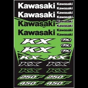 new factory effex kawasaki kx decal sheet - sticker assortment - motorcycle/offroad/atv/utv