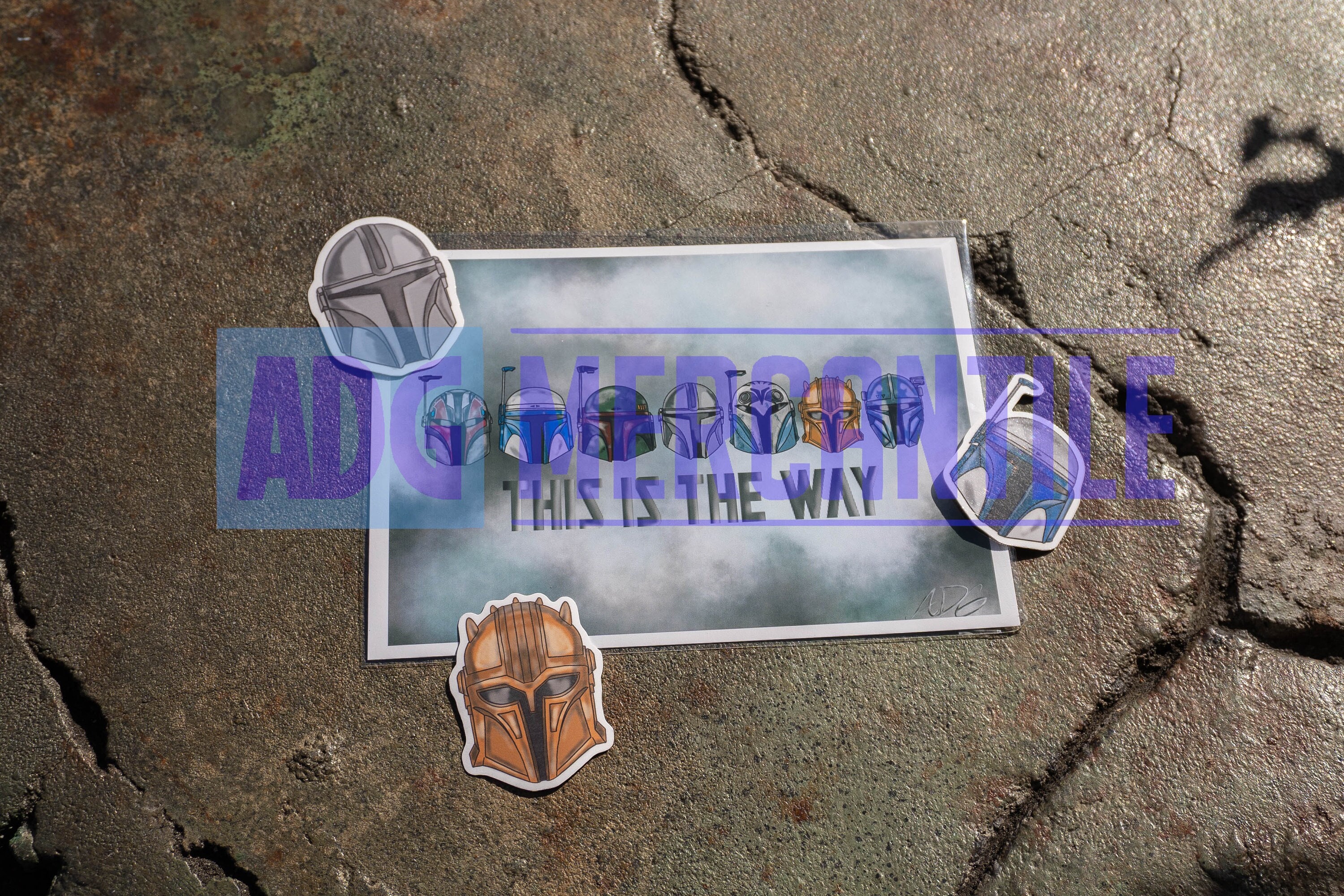 Pegatina SW32 del casco Mandalorian de Star Wars de Din Djarin