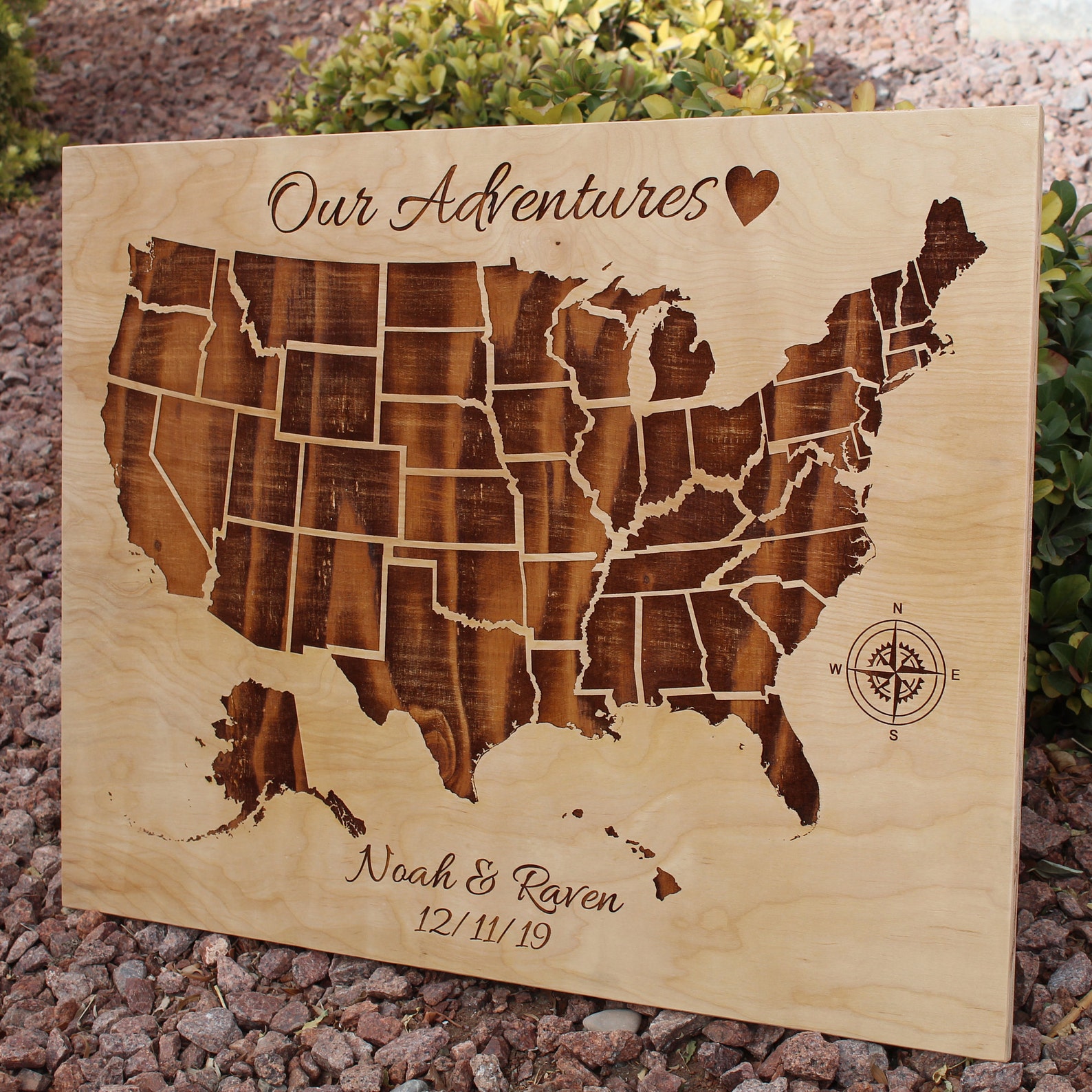 Push Pin Map of the United States Customized Text US Map to Etsy