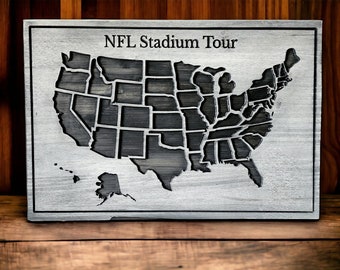 NFL Stadium Push Pin Map, Map to Mark Travels, Travel Log, US Map Wall Art, Anniversary Gift, Wedding Gift Idea, Gift for Husband