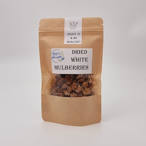 Dried  Mulberries – Pure Raw White Mulberry, Organic Dried White Mulberries - Non-GMO, Morus alba / White Mulberries/