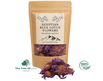 Fiori di loto blu egiziano / Petali / Tè / Nymphaea caerulea / Erbe essiccate / Tisana di The Tree Of Love Gardens
