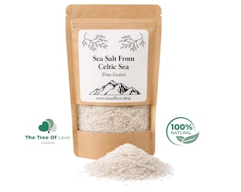 Sea Salt From Celtic Sea | Moist | Dried Crystals | Fine Grain | Light Gray | Coarse Grind | Sel De Guerande  by The Tree Of Love Gardens