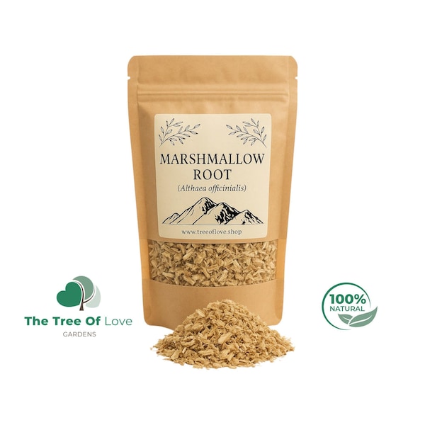 Marshmallowwortel | Althaea officinalis | Natuurlijk |  Gedroogde kruiden | Kruideninfusie | Kruidenthee van The Tree Of Love Gardens