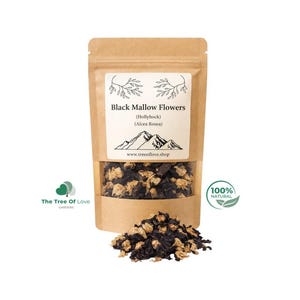 Fiori di malva nera / Alcea rosea / Alcea rosea L. Fiori interi essiccati / Ingrediente per tisane e uso artigianale