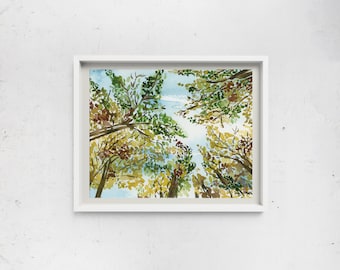 Autumn Sky Watercolor Print - Multiple Size Options - Natural Fall Skyscape Wall Art