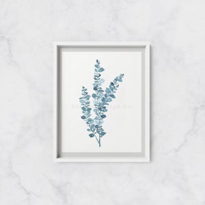 Eucalyptus Watercolor Print Multiple Size Options Blue Botanical Wall Decor image 1