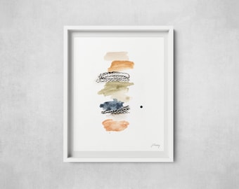 Abstract Stones Watercolor Print - Multiple Size Options - Minimalist Wall Art
