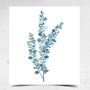 Eucalyptus Watercolor Print Multiple Size Options Blue Botanical Wall Decor image 2