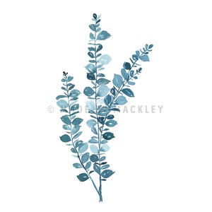 Eucalyptus Watercolor Print Multiple Size Options Blue Botanical Wall Decor image 3