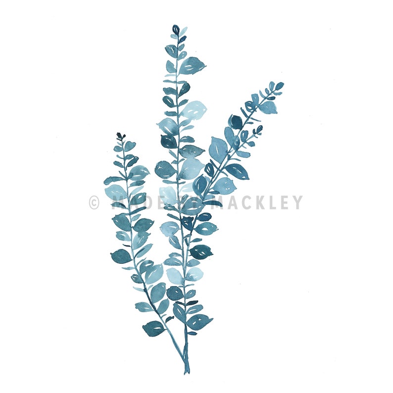 Eucalyptus Watercolor Print Multiple Size Options Blue Botanical Wall Decor image 3
