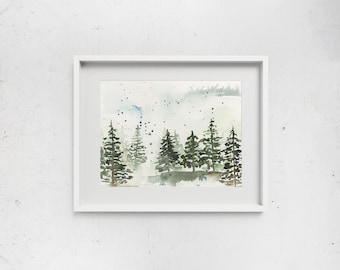 Snowy Forest Print - Multiple Size Options - Landscape Wall Decor