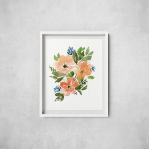 Peach Bouquet Print Multiple Size Options Floral, Botanical Wall Decor image 1