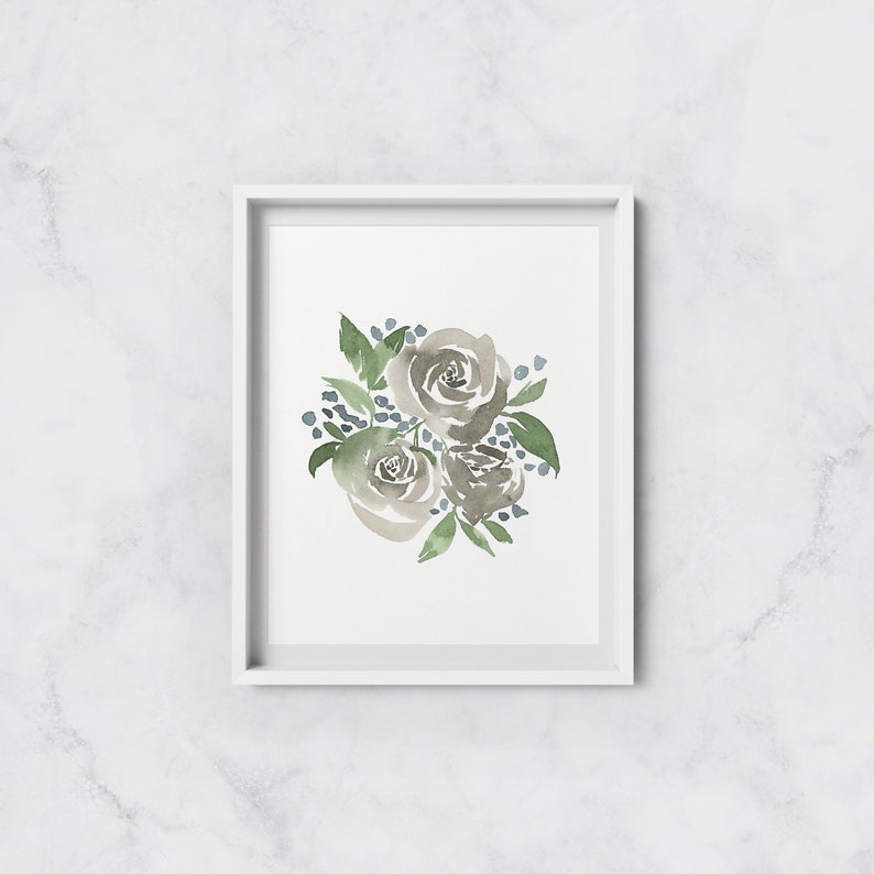 Black Roses Watercolor Print Multiple Size Options Botanical Wall Decor immagine 1
