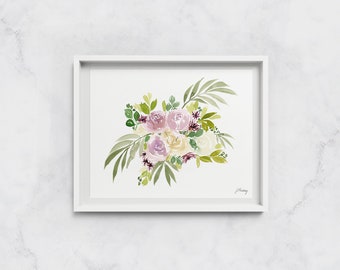 Vibrant Florals Watercolor Print - Multiple Size Options - Bohemian Tropical Wall Art