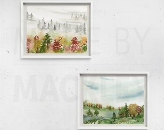 Autumn Landscape Bundle - Multiple Size Options - Fall Countryside & Forest Scene Print Package