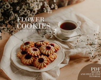 Galletas de flores PDF Receta / Receta de galletas PDF / Tutorial de cocina / Cómo hornear / Recetas de la huerta