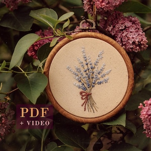 Lavender Hand Embroidery Pattern| Lavender Step by Step Digital Tutorial| Botanical embroidery pattern