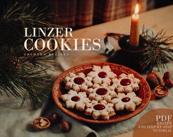 Linzer Cookies PDF Recipe | Christmas recipe PDF | Homemade gift recipe | Cooking tutorial | How to bake | Holiday recipes