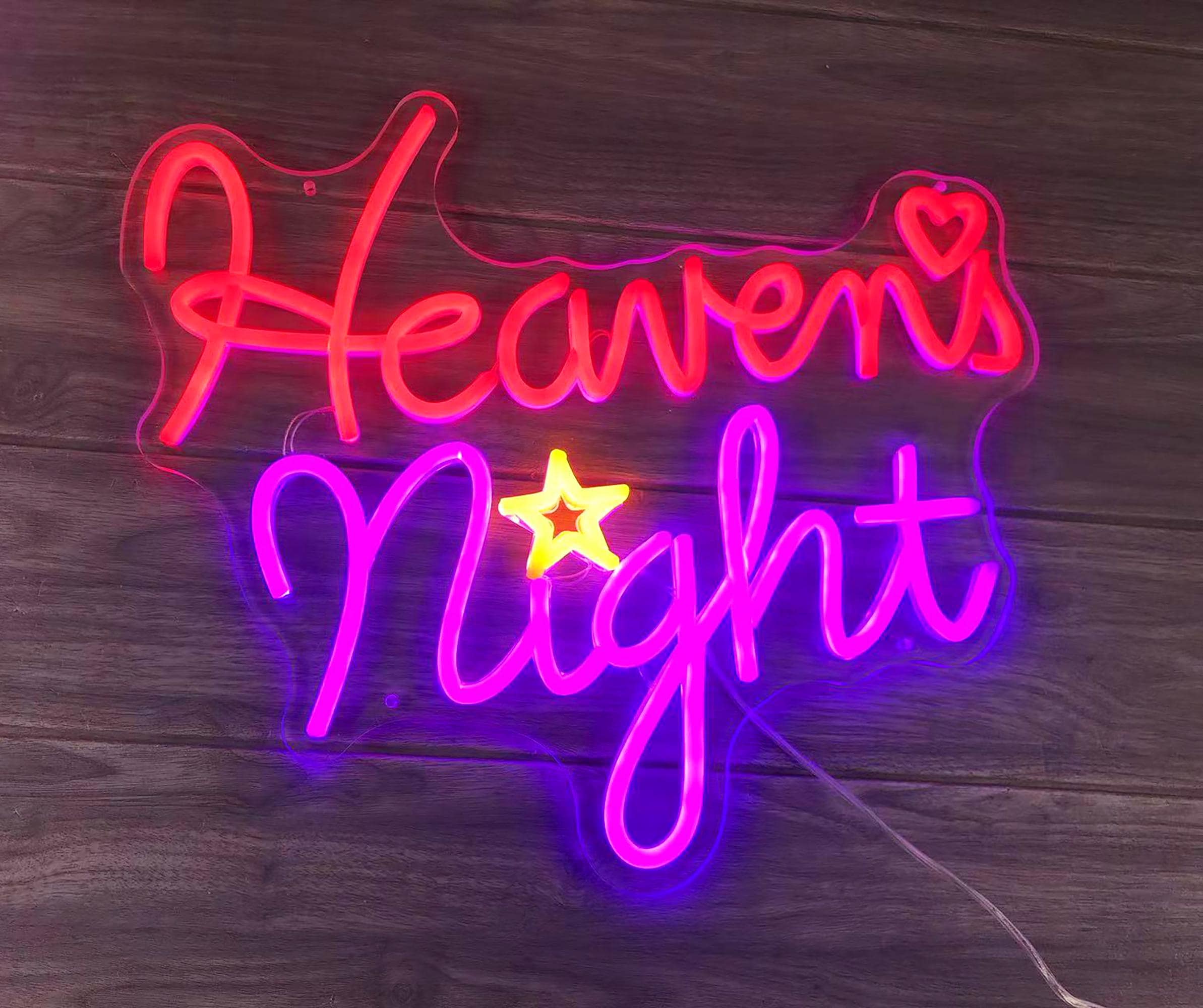 Heaven's Night Neon Sign, Custom Neon Sign, Neon Sign Bedroom Decor, Neon Sign Bachelor Party Decor, Gift for Teens, Neon Sign Wedding Decor