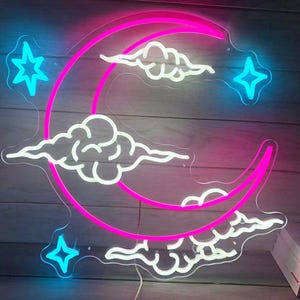 Cloud Neon Sign, Moon Neon Sign, Custom Neon Sign Wall Decor, Neon Sign Birthday Gift, Wedding Neon Sign, Neon Sign Bedroom, Neon Sign Bar