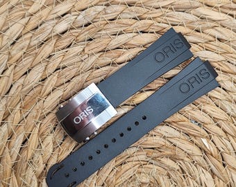 Cinturino in gomma FKM per orologio subacqueo Oris Aquis 43 mm 23-12 mm